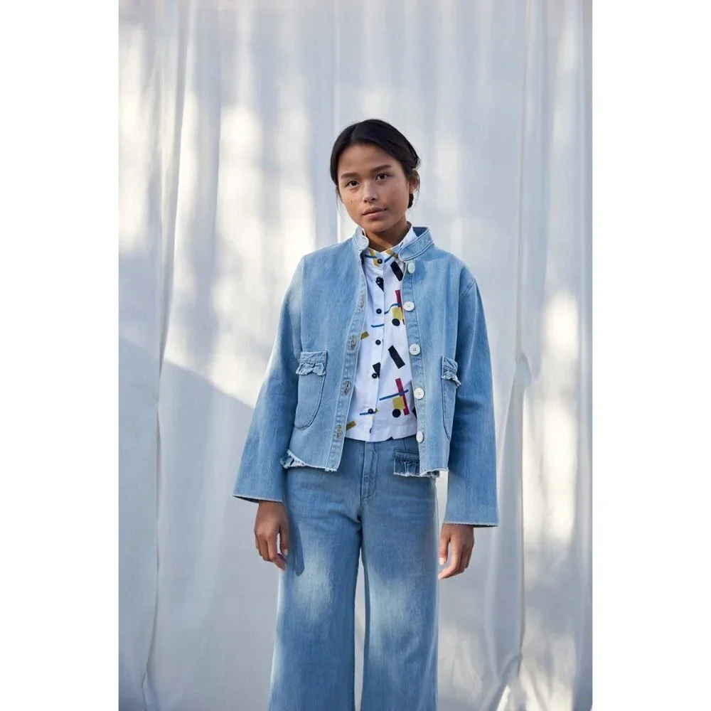 Women's SELVA NEGRA Size S Lucille Jacket, Sea Salt Pockets Ruffle $300 - Picture 14 of 16